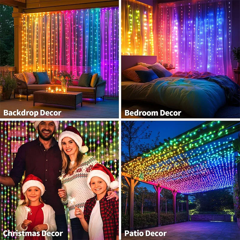 RGB اللون تغيير سلسلة أضواء الجنية APP التحكم عن بعد USB التوصيل لغرفة النوم خلفية داخلي في الهواء الطلق عيد الميلاد الديكور