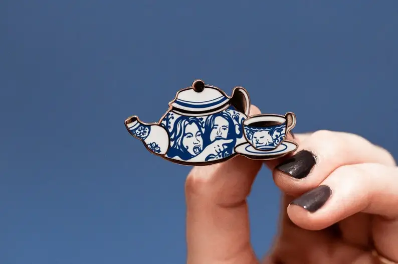 Woman Yelling at Cat - Hard Enamel Pin  Porcelain Style