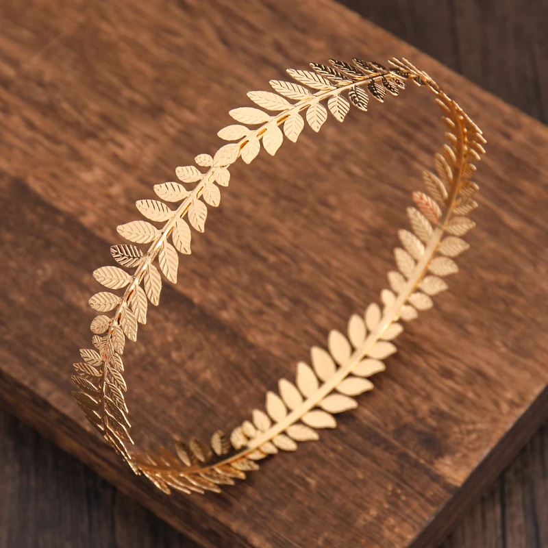 Round Hair Band Baroque Vintage Golden Olive leaves Tiaras Crown Bridal Wedding Headdress Brides Hair Jewelry Accessories