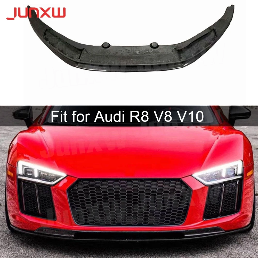 

Dry Carbon Fiber Front Lip Spoiler For Audi R8 V8 V10 2017-2020 FRP Head Bumper Chin Guard Plate Car Styling