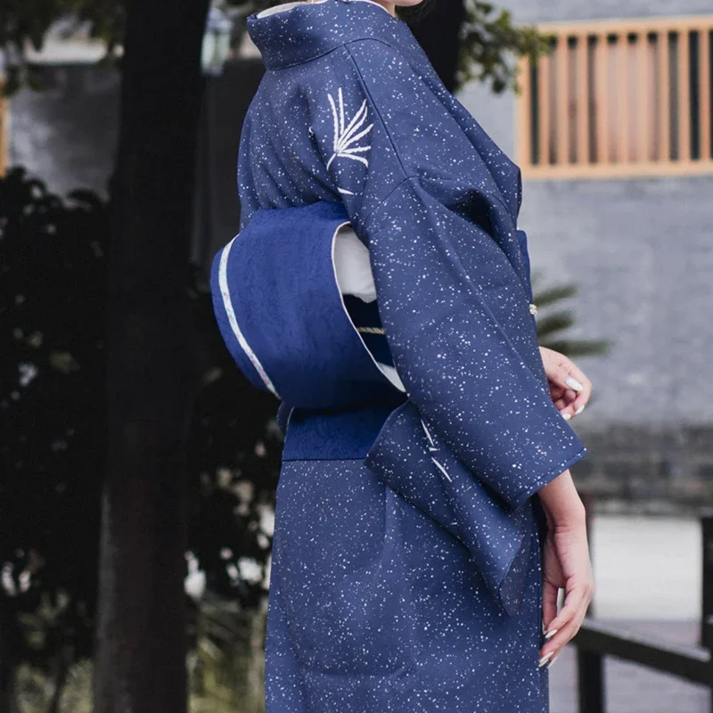 Stile giapponese Kimono Obi Colore Blu Navy Abito da donna Cintura Decorativa Yukata Accessori Stereotipati Cintura a Tamburo
