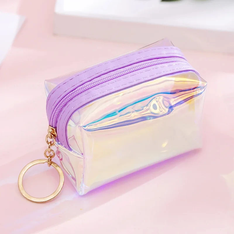 New Solid Color Laser Cosmetic Bag Ins Wind Portable Wash Storage Bag Makeup Gift Bag Makeup Pouch Travel Cosmetic Organizer