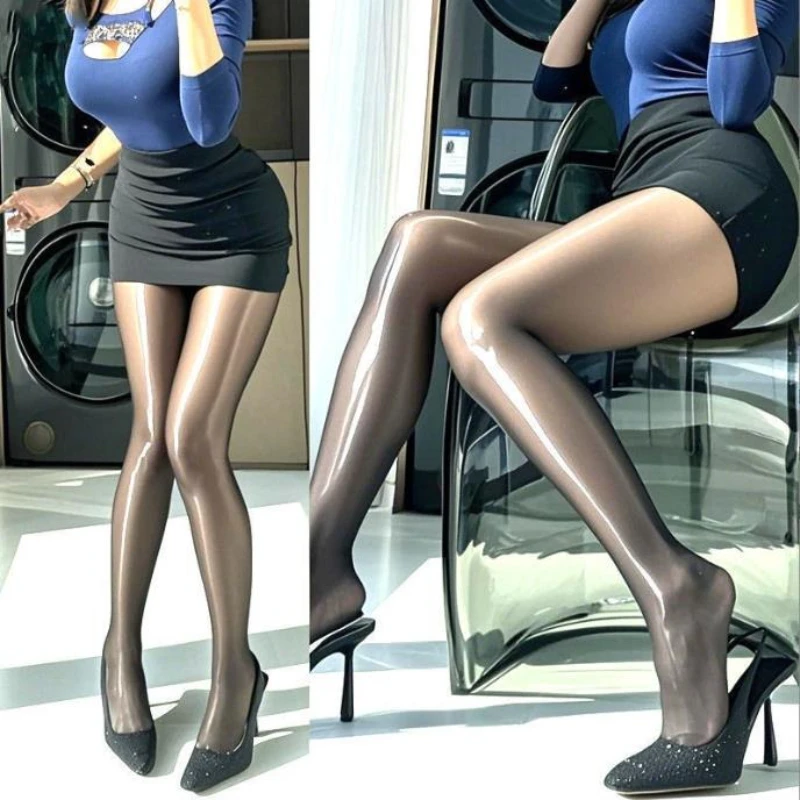 1 Paar sexy Ölstrumpfhose für Damen, modische glänzende Strumpfhose, Leggings, hochelastische, glänzende Ölstrümpfe, große Größen, Strumpfhose