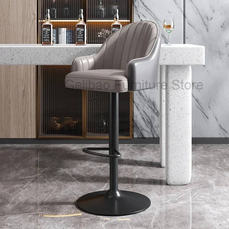 Modern Balcony Salon Bar Stools Adjustable Leather Elegant Luxury Chair Ergonomic Reception Desks Chaise Modern Furniture