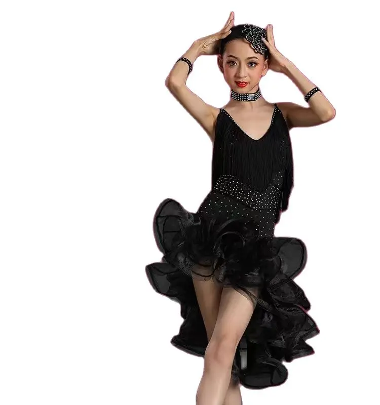 Mädchen Jazz Dance wear Kostüm Kinder moderne Latin Pailletten Ballsaal Party Tanz kleid Kind tanzen Tutu Kleid Kleidung für Mädchen