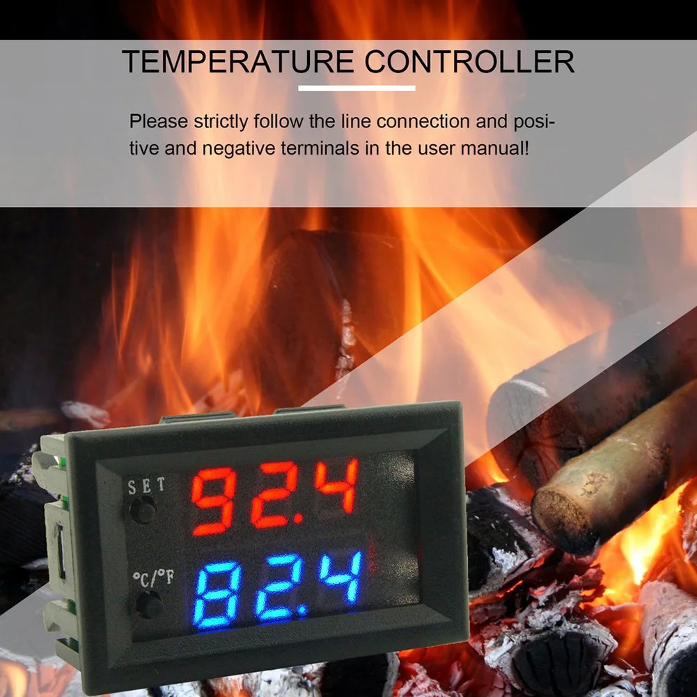 W2809 12V AC110-220V Probe Line Digital Temperature Control LED Display Thermostat with Heat/Cooling Control Instrument