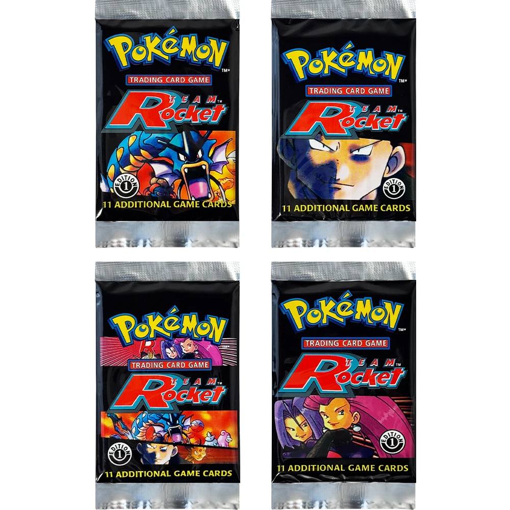 

Коллекционные подарки: Карточки Pokémon 1st Edition Team Rocket Booster Packs (11 карт) — Devastation/Elesa James/Gyarados PTCG (редкие игровые карты)