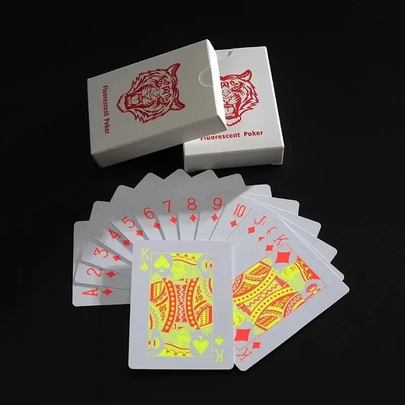 Fluorescent PVC Playing Cards Magic Waterproof Poker Glow In The Dark Bar Party KTV Plastic Professional Poker Cards E56D Profes