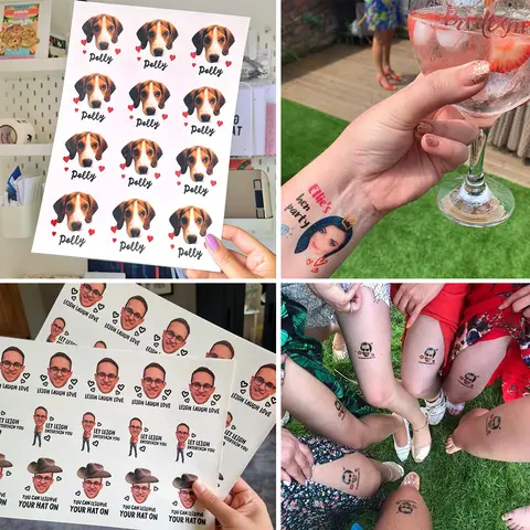 Anpassad personlig vattentät tillfällig tatueringsklistermärke DIY falsk tatuering, gör din egen anpassade design tatuering för logotyp/bröllop 8 best sales specialanpassad tatuering - №1