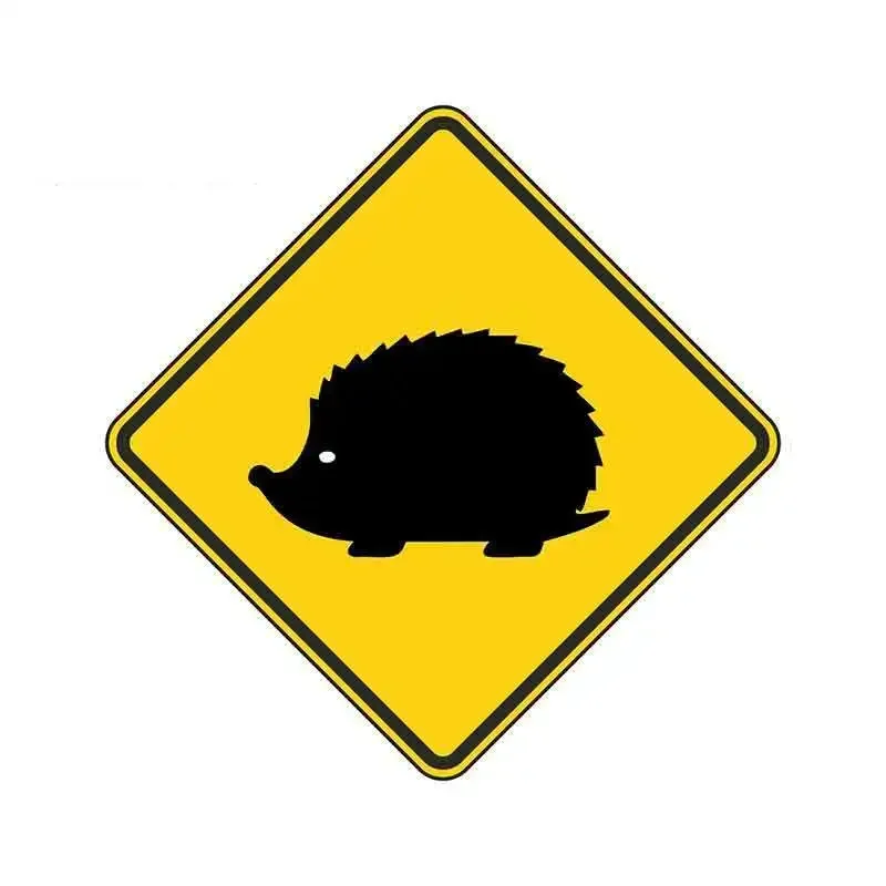 Personality Hedgehog Warning Sticker Car Bumper Sticker Warning Yellow Hunting Forest Shotgun Design, 10cm