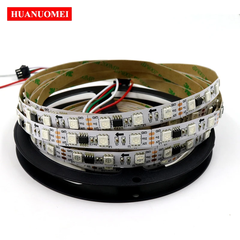 

5M 60LEDs/M WS2811 LED Strip Light 5050 SMD Digital RGB Pixel Tape 2811 12V TV Lamp Indoor Decor White PCB Non-waterproof IP20