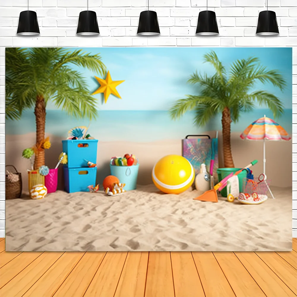 Summer Beach Digital Printed Photography Backdrops Tropical Holiday Children Baby Birthday Party Photo Studio Background RD-01