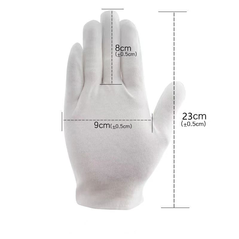 4Pieces Tuxedo Gloves White Formal Uniform Cotton Gloves Men Bleathable Full Finger for Guard Band Butler Costume Black Gloves