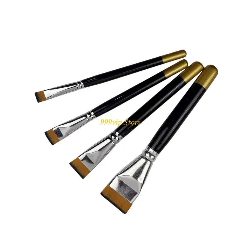 

C90C Set Of 4 Premium Brushes Application Oil Watercolor Bristles Comfortable Handle Design Short Hair Brush