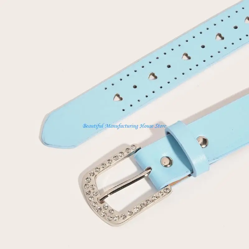 

E56A PU Waist Belt with Diamond Pin Buckle Adjustable Length Waist Belt Woman Girls Jeans Dresses Skirt Coat Waistband