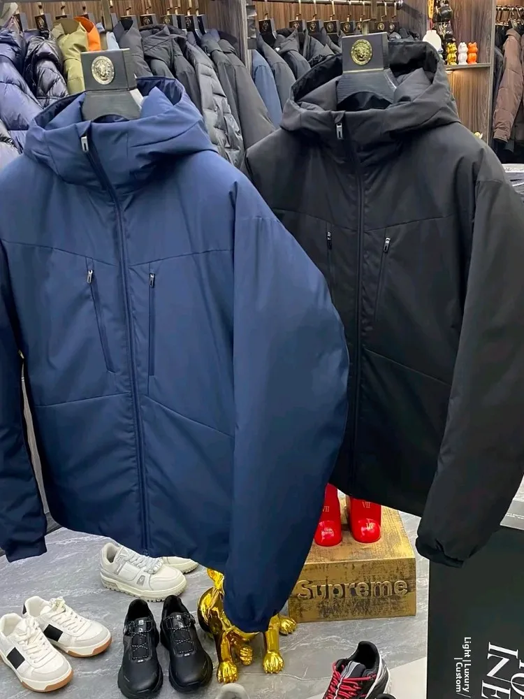 

Высококачественная мужская повседневная пуховая куртка для активного отдыха, новая осенне-зимняя модная приталенная куртка с капюшоном, на молнии, с длинными рукавами