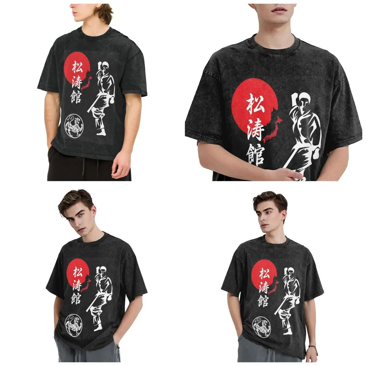 Shotokan Karate Spirit Hip Hop Short Sleeve T-Shirts Washed Tops Tees Streetwear T Shirt Oversized for Men Women