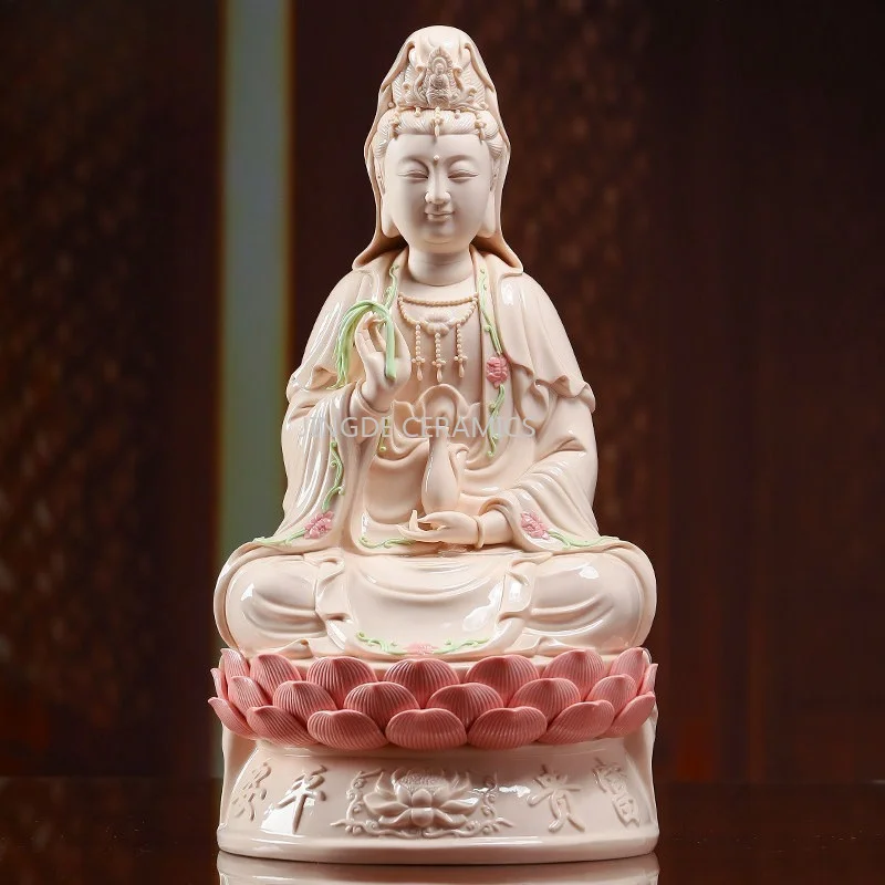 Ceramic Guanyin Bodhisattva Jewelry Buddha Hall/Temple/Decorative Buddha Statue Offering Buddha Statues At Home Home Decoration