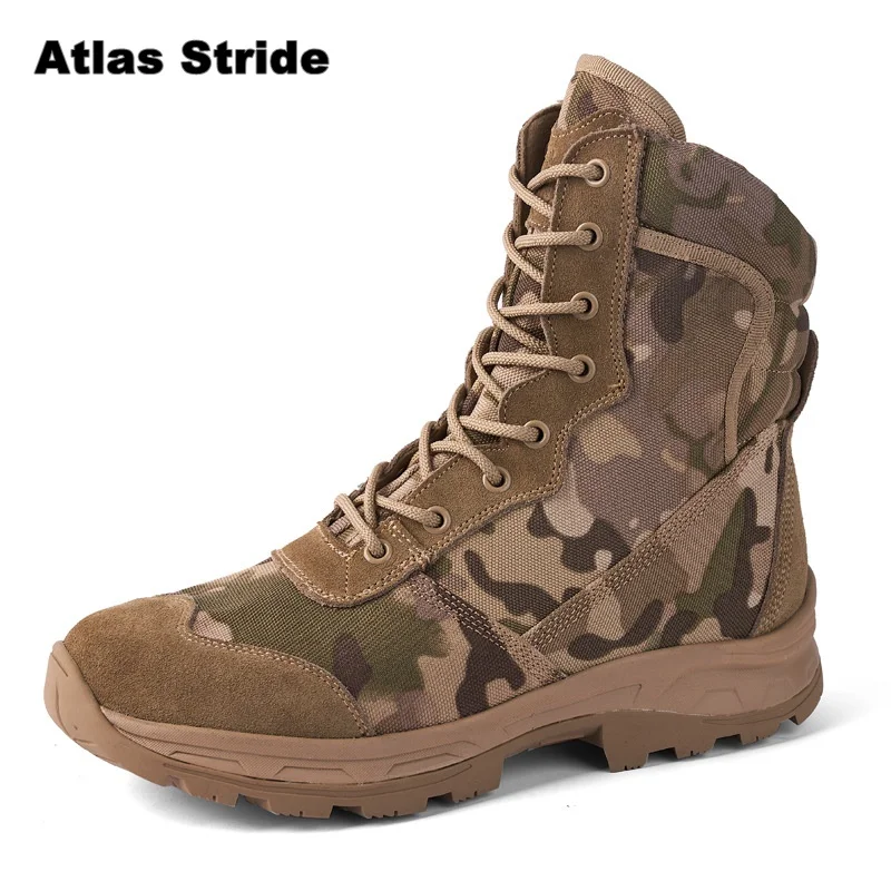 

Men's Tactical Boots Desert Combat High Top Boots Non-slip Wear-resistant Work Safety Shoes for Hiking Camping Hunting Trekking