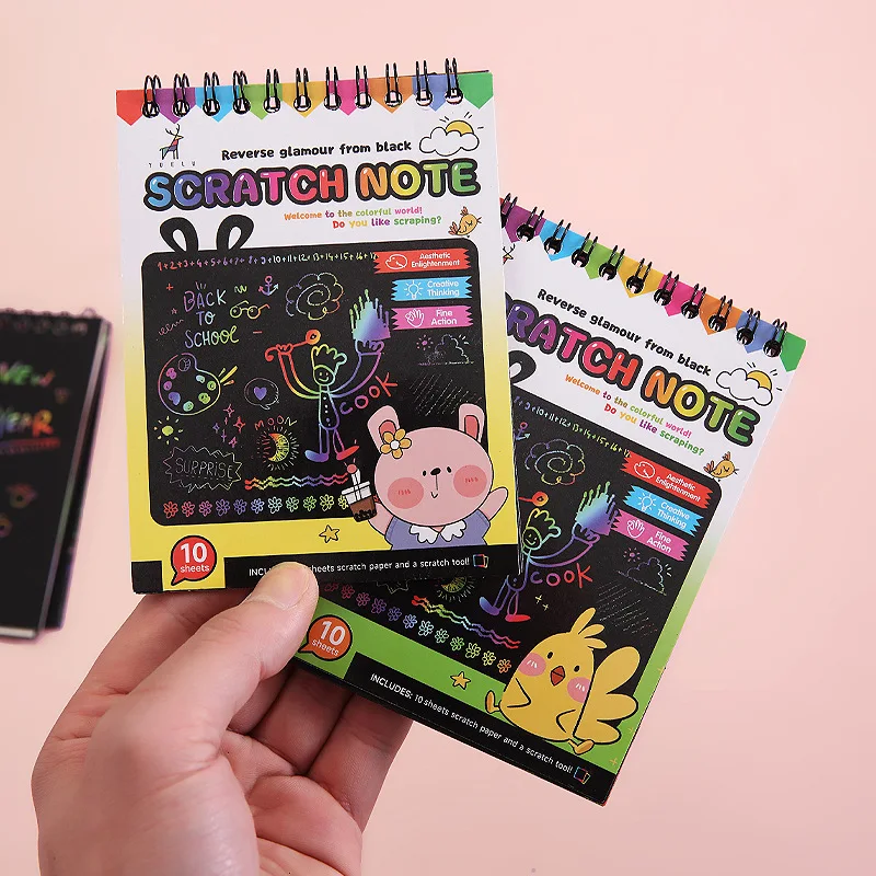 Rainbow Magics Set kertas goresan untuk anak-anak seni Scraping lukisan mainan DIY buku grafiti anak Montessori mainan pendidikan