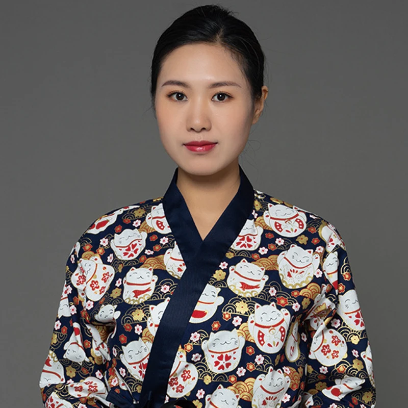 Japan Chef Uniform Sushi Restaurant Kitchen Waiter Workwear Female Chef's Jacket Japanese Food Store Zephyr Print Cook Clothing