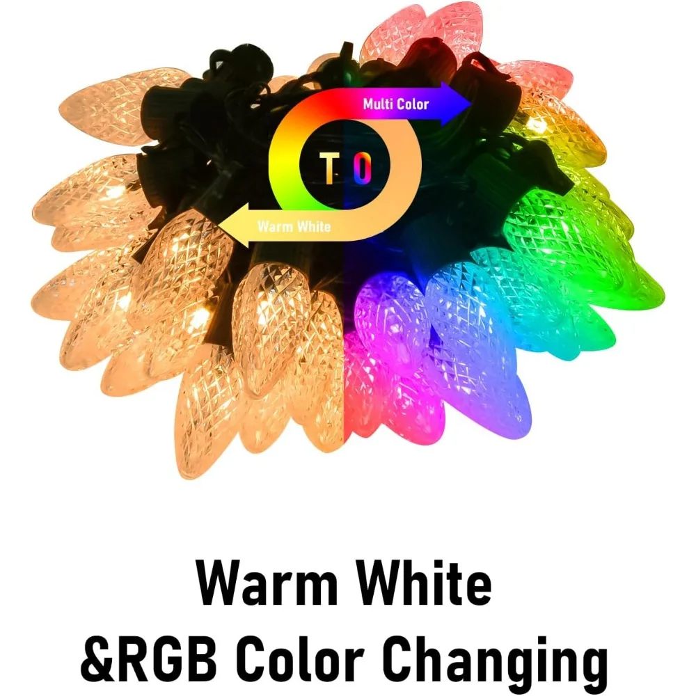 C9 스마트 RGB 크리스마스 조명 - 95피트, 100개의 LED, 앱 제어, 105가지 모드, 파티 준비 완료, 파손 방지 및 방수