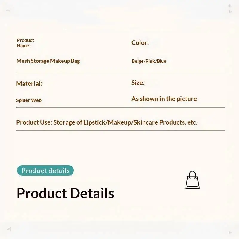 Große Kapazität Mesh-Kosmetiktasche Atmungsaktives Netz Transparenter Reise-Make-up-Organizer Glatter Reißverschluss Mehrzweck – Detail 14
