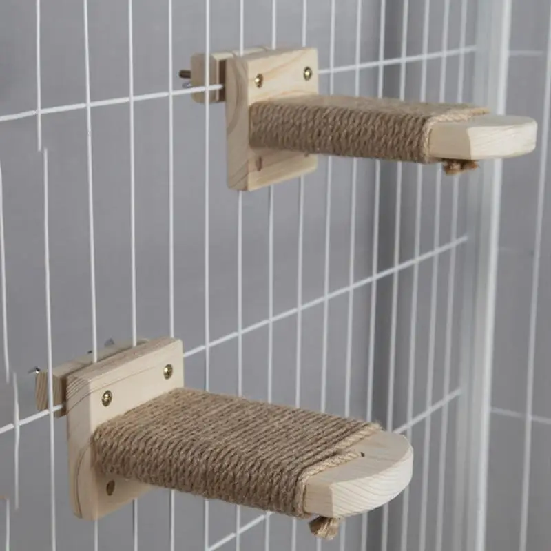 

Cat Climbing Steps Wood Cat Jumping Ladder Set Of 2 Wood Space-Saving Kitten Paw Grinding Stairs Pet Jumping Shelves For Wall