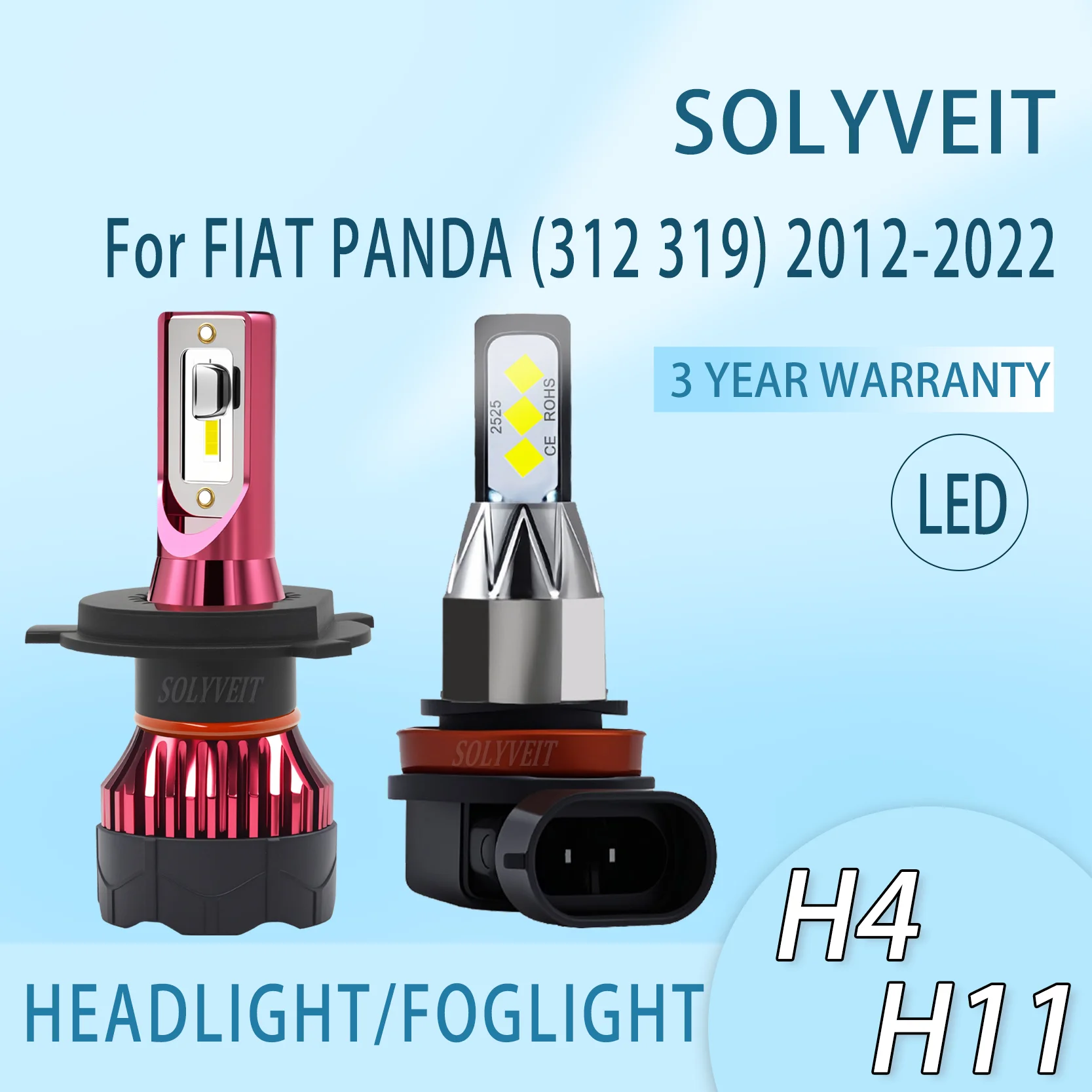 

High-Visibility Dustproof waterproof H4 H11 LED HEADLIGHT FOGLIGHT FOR FIAT PANDA (312 319) 2012-2017 2018 2019 2020 2021 2022