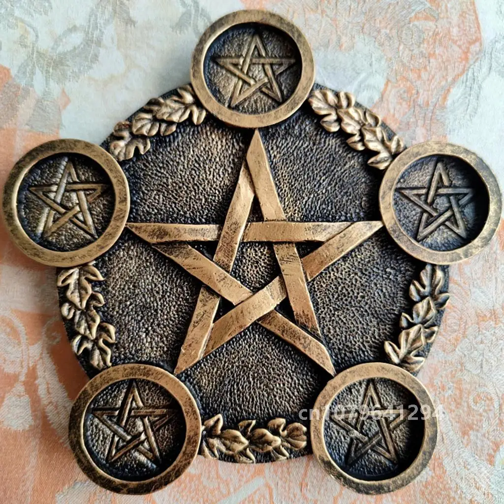 Pentagram Candle Holder, Altar Plate for Candles Ceremony Decoration Cup Candle Holder Tea Candle Holder for Tarot