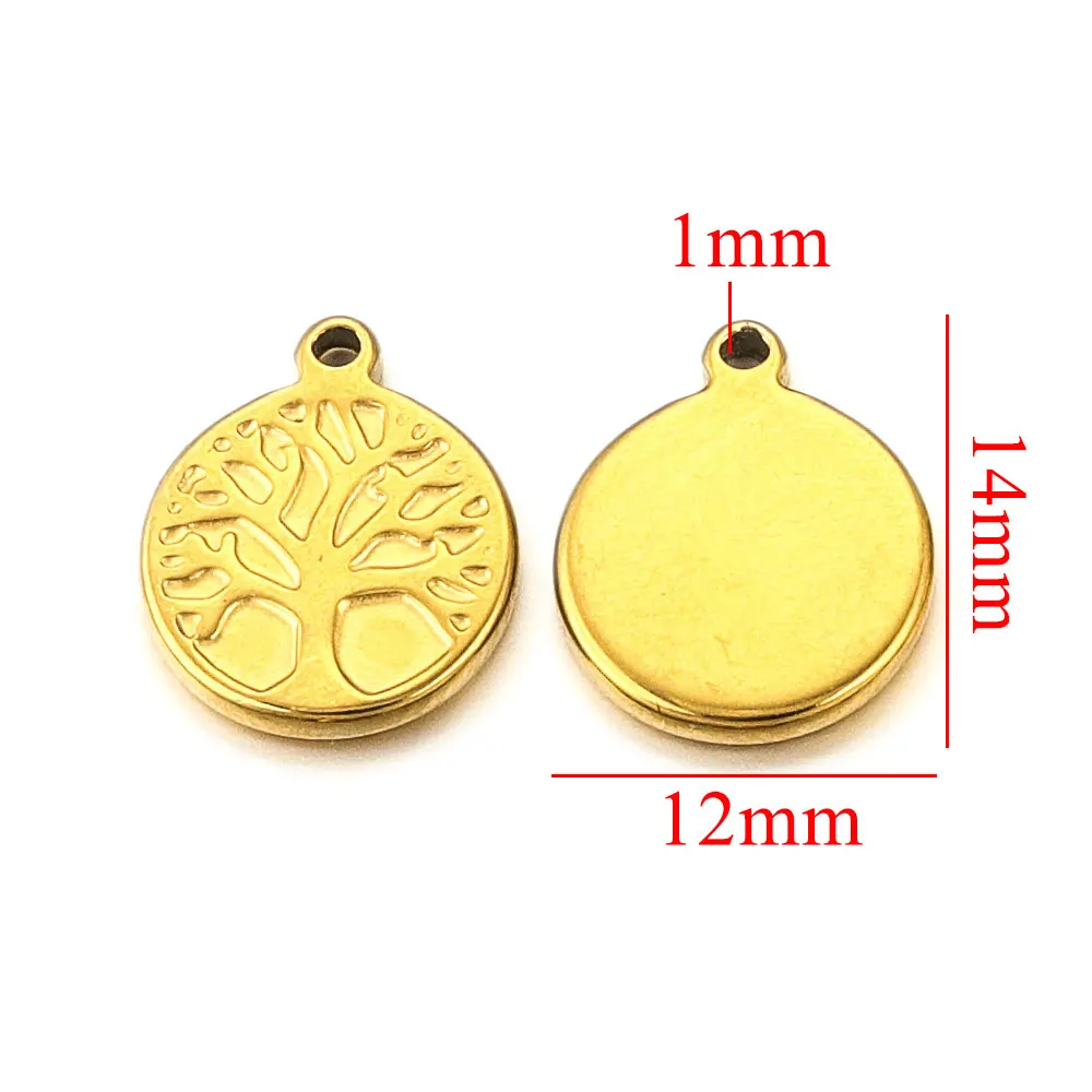 10Pcs Stainless Steel Gold-plated Small Charm Sun Flower Pendants