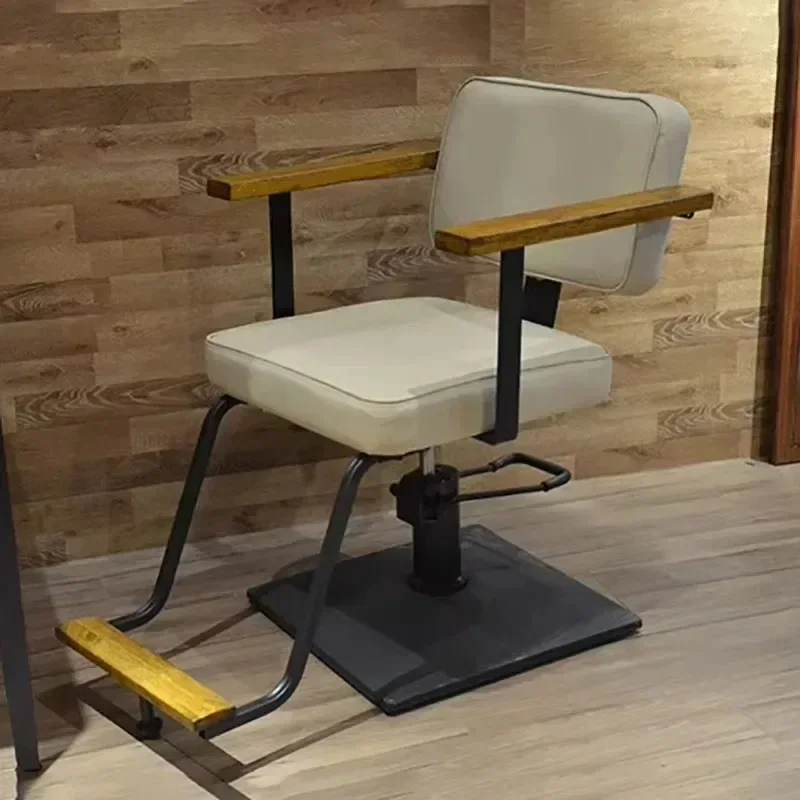 

Nordic Retro Salon Chair Dyeing Hair Trendy Cream Wind Unique Barber Chair High-end Rotate Silla De Barbero Home Furnitures