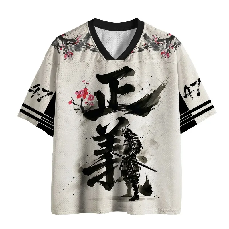 Y2K Japanisches Ukiyo-e Justice Ink Warrior 3D-Druck Sport Schnelltrocknendes Herren-T-Shirt mit V-Ausschnitt Lässige modische Eltern-Kind-Kleidung – Detail 3