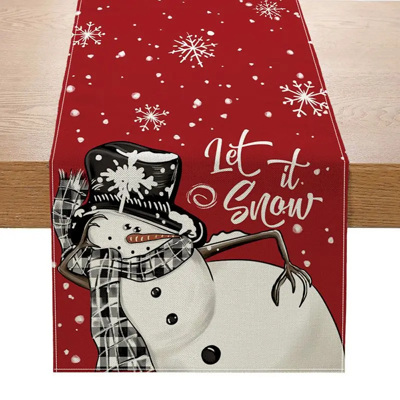 VIKAMA Reindeer Poinsettia Table Runner, 6 Designs, Decorative Dresser Scarf for Kitchen Dining Holiday Party