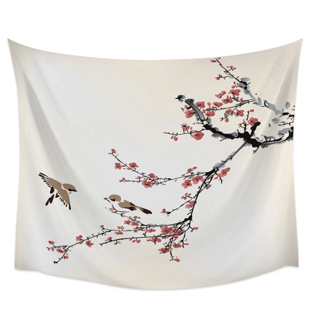 

Plum Blossom Bird Chinese Style Tapestry Background Wall Covering Home Decoration Blanket Bedroom Wall Hanging Tapestries