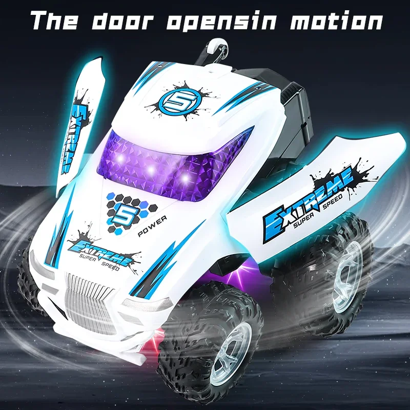 Kbdfa q521 crianças dublê carro de controle remoto iluminação música elétrica controle remoto girando meninos dança carro presente carregamento brinquedo