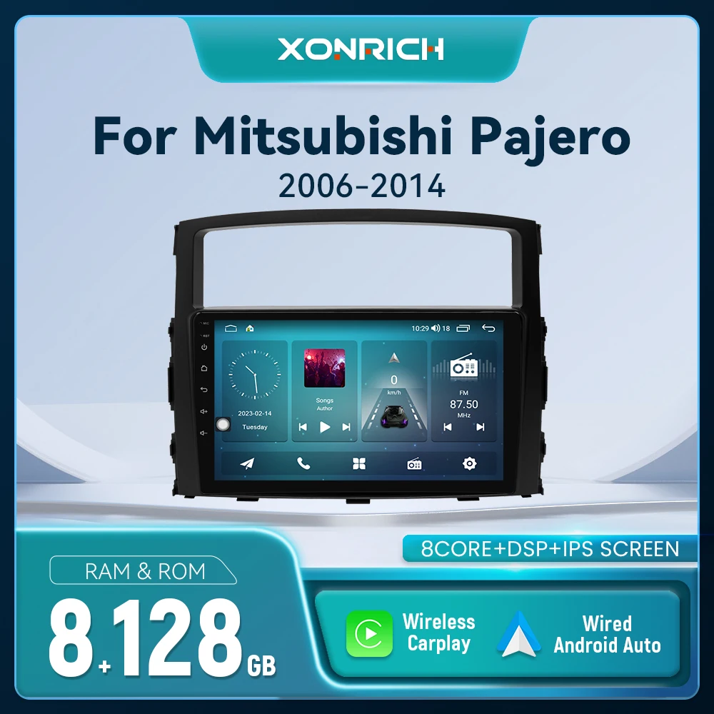 Lecteur d'autoradio AI Voice Android 14 pour Mitsubishi Pajero 4 V80 V90 2006-2014 Navigation GPS sans fil Carplay DSP multimédia