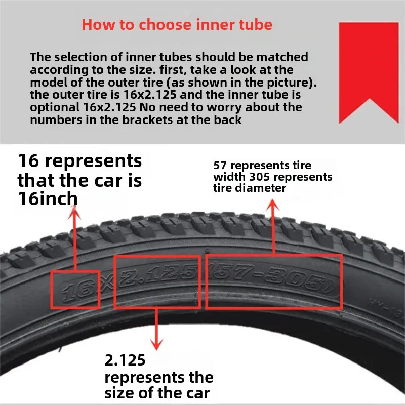 Bicycle Tire Size 12/14/16/18/20/22/24/26 Inch X1.75/1.95/2.125 Inner Tire For Bicycle