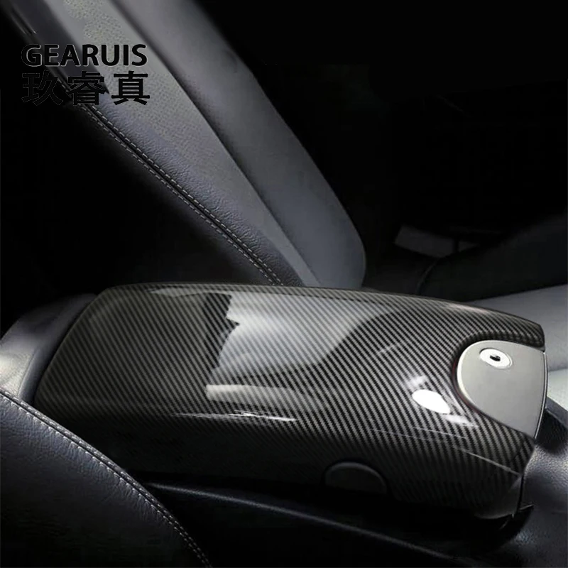 Car Center Console Tidying Armrest Box Panel Carbon fiber Cover Trim For Mercedes Benz CLK W209 2002-2006 Auto Interior Styling