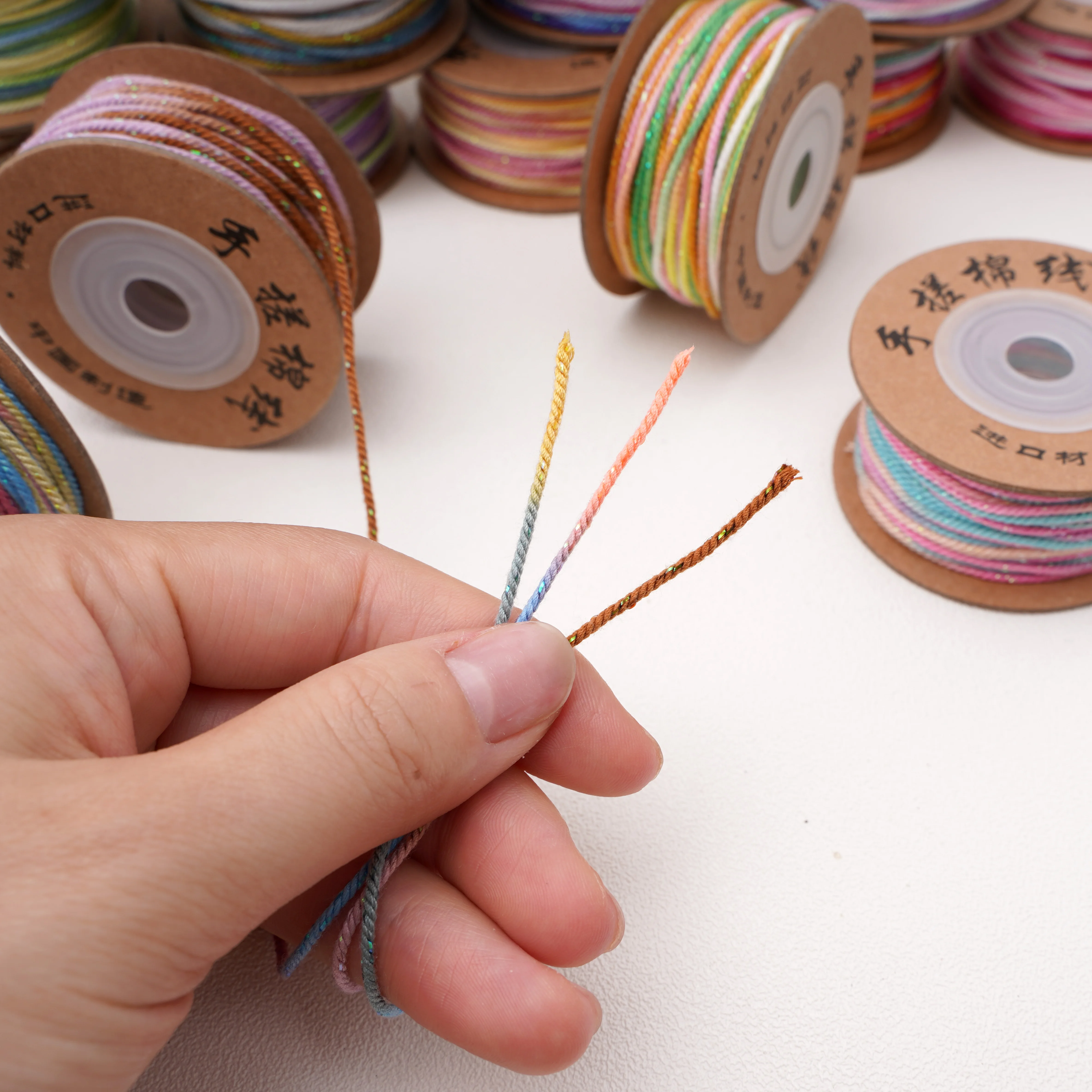 25 متر 1.2 مللي متر خط ملون الحبل خيط القطن المنسوجة يدويا حبل سلسلة للملابس اليدوية ديكور الحرف DIY بها بنفسك الخياطة اكسسوارات #4