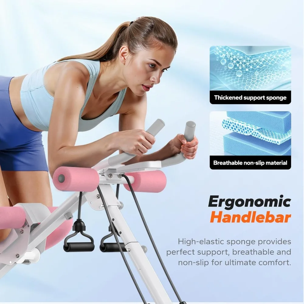 Adjustable Ab Trainer Machine for Home Gym - Foldable, LCD Monitor, Stomach Workout with Knee Protection and High Capacity view 6