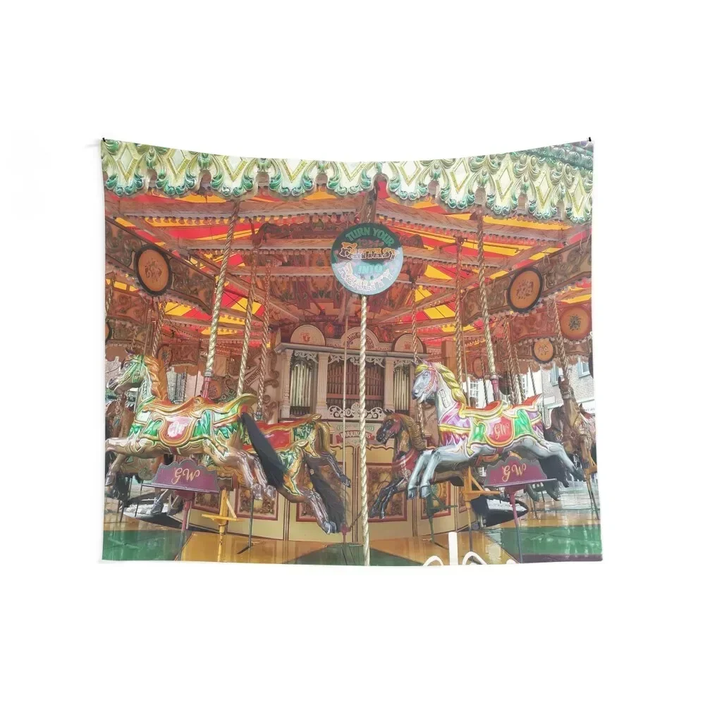 Victorian Fairground Carousel Merry go Round art Tapestry Decoration Home Bedroom Decor Wall Decoration Items Tapestry