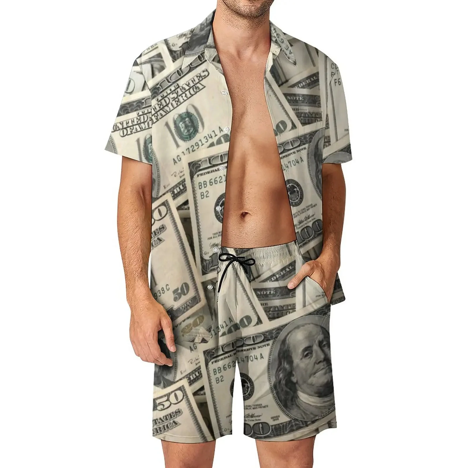 Hawaiian Suits Dollar Shirt Sets 3D Printed Men Casual Fashion Short Sleeves Shirts Oversized Beach Shorts Summer Tops Clothing