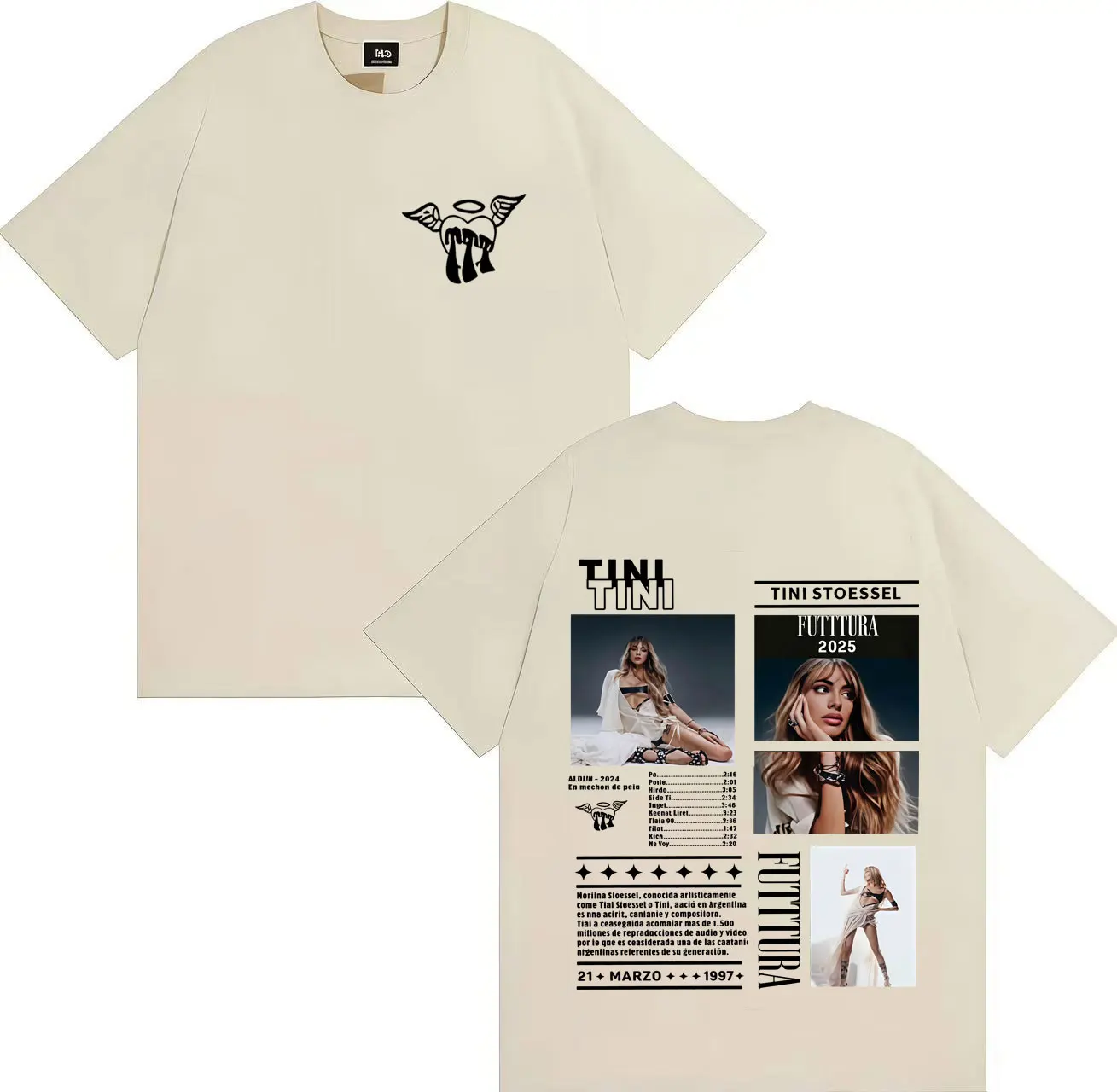 الرجال Tshrits الصيف الساخن المغني TINI Futttura ألبوم جديد المد الموسيقى القوطية القمم للجنسين مزدوجة الوجهين طباعة الجمالية قصيرة الأكمام