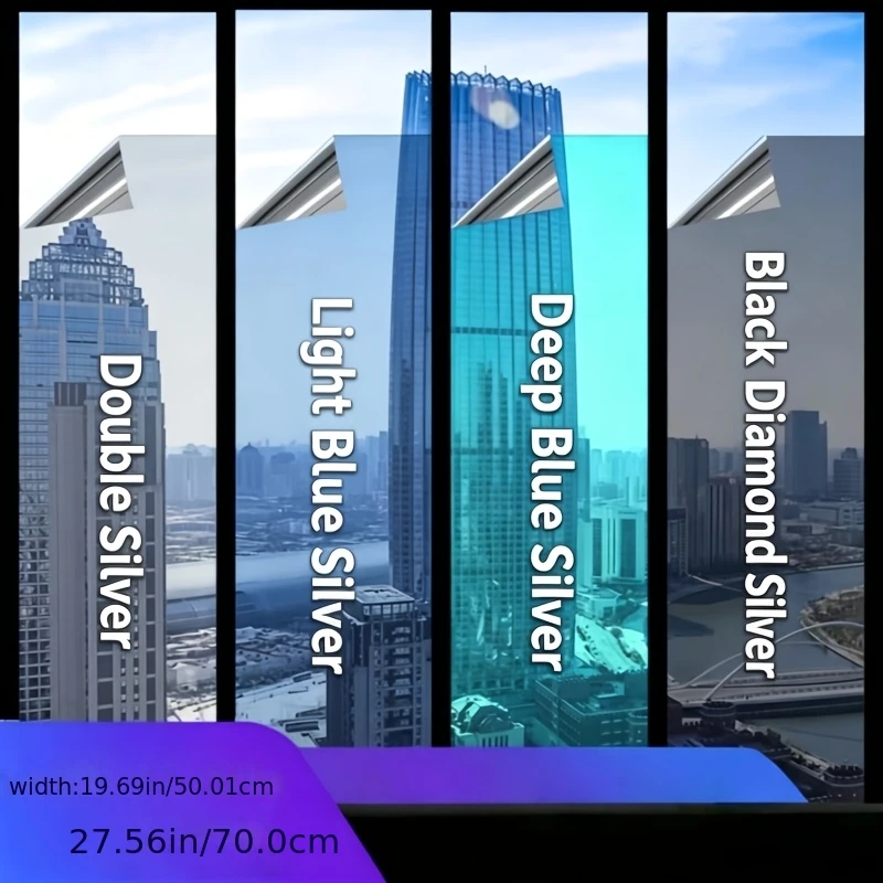 One Way Privacy Window Film Sun Block Heat Control Static Cling No Glue Anti Glare Energy Saving Removable for Home Office Glass