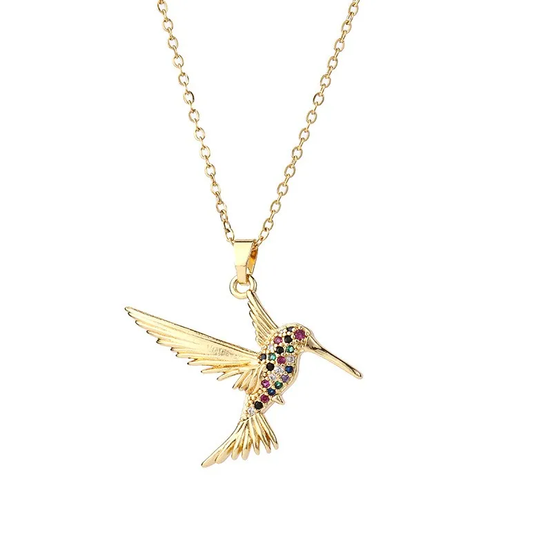 Ole 316L Stainless Steel Gold Plated Hummingbird Bird Pendant Necklace For Women Fashion Girls Woodpecker Clavicle Chain Sexy