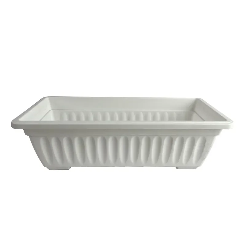 Wholesale Plastic Rectangle White Flower Pot Window Sill Flower Box with Drainage Hole
