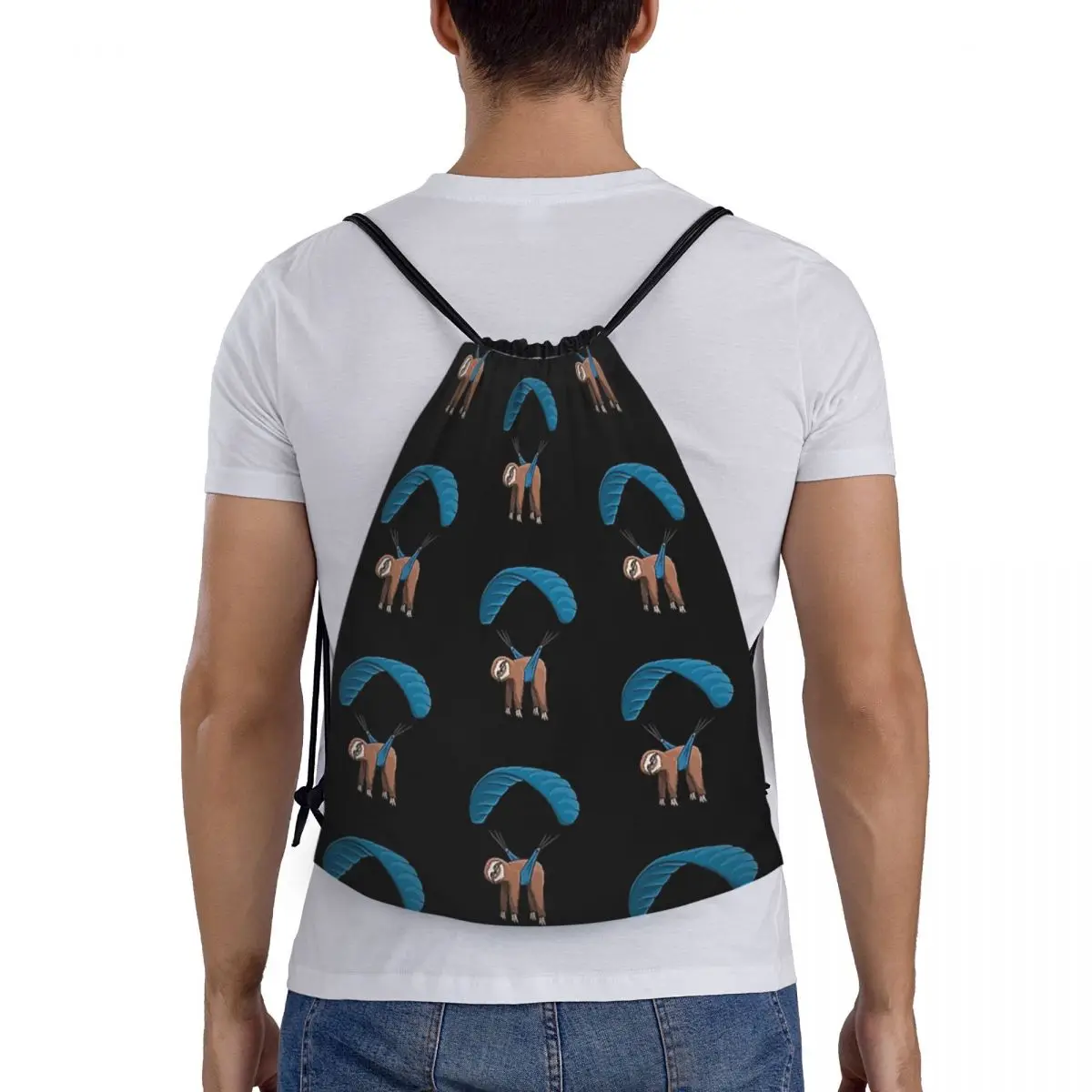 

Paragliding Flying Sloth Skydiving Paraglider Backpacks Drawstring Bundle Pocket Sports Bag Book Bags For Man Woman School