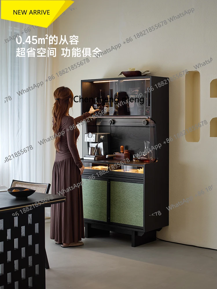 

M138 Sandalwood Green Ridge Retro Sideboard Wall-Mounted Integrated Storage Cabinet Wine Cabinet Tea Cabinet Black Solid Wood Co