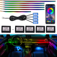 Universal Acrylic Neon LED Car Interior Ambient Lights APP Strip Light Guide Fiber Optic RGB Auto Decoration Atmosphere Lamp